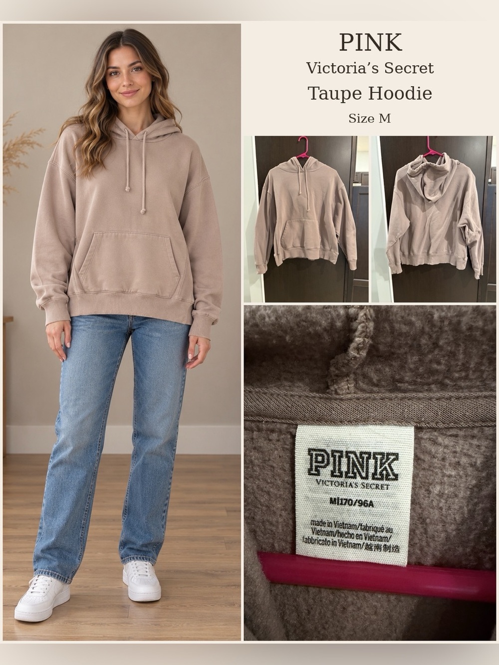 PINK Victoria's Secret Taupe Pullover Hoodie